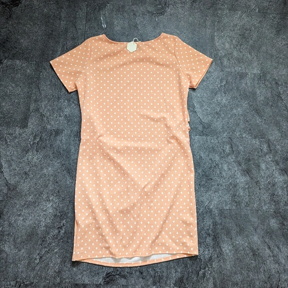 PinkBlush ruched maternity t-shirt dress peach polkadot size 2X - Picture 4 of 6